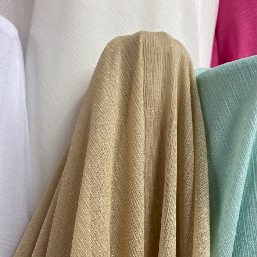 Light coffee-colored silver crepe fabric, glittering crepe fabric, decorative items, handicrafts, headwear, clothing fabric details Picture