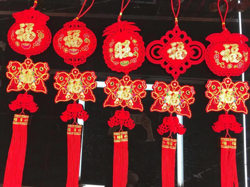 Home decoration festival gift jz-03kt medium-sized double Fish velvet printed money bag Apple pendant