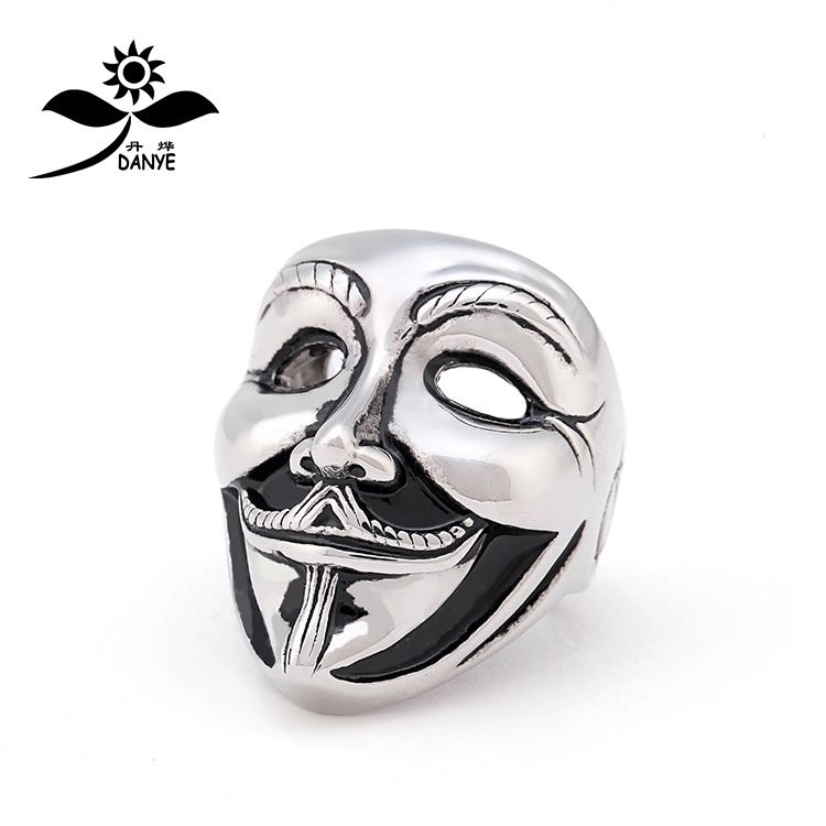 Men's Titanium V for Vendetta ring DC Comics hero stainless steel V Stranger mask ring ring