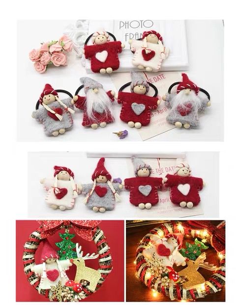 儿童diy饰品配件卡通羊毛毡圣诞老人 发绳发夹手工【162】详情图6