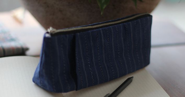 Native cloth zipper YKK pencil bag suede pencil bag thumbnail