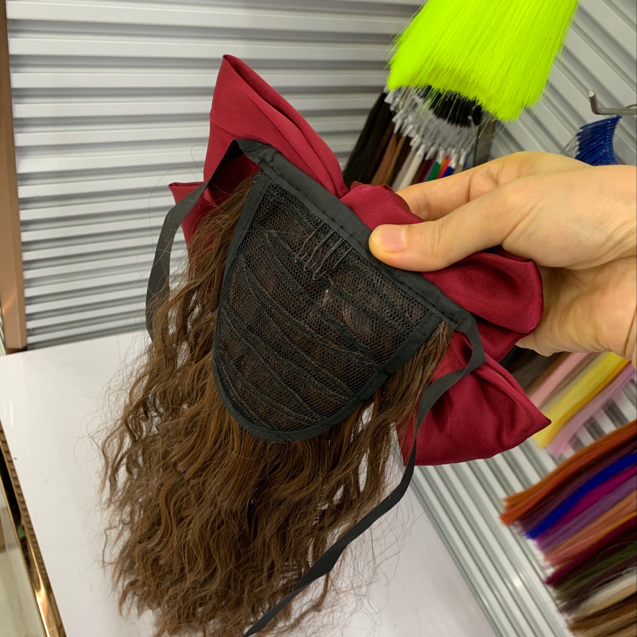 Large bow ponytail wig pieces, ordinary high-temperature silk ponytail wig straps, ponytail wig pieces with bows, custom-made wholesale Specification image