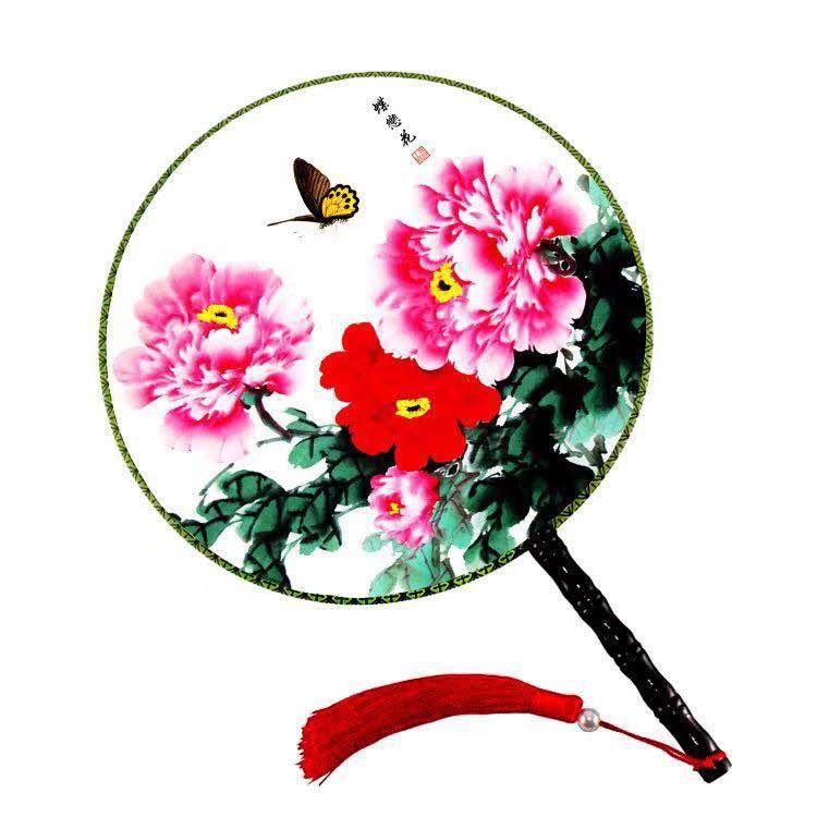 扇子团扇中国风古典宫扇双面女式圆形宫廷舞蹈扇汉服扇24cm详情图10