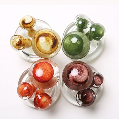 Glass handicraft mushroom furnishing full figure