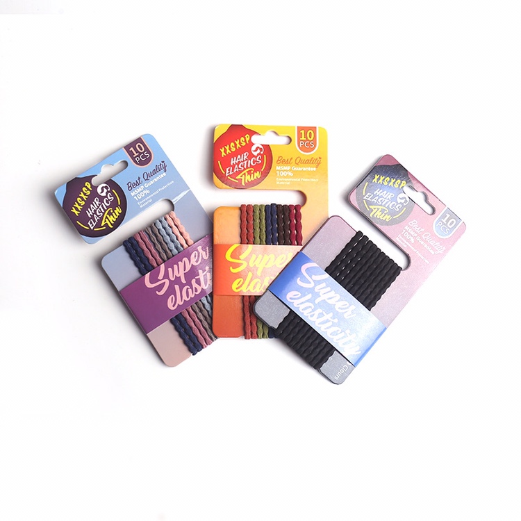 10条卡装皮筋网红ins韩版少女系列产品基础款皮筋白底实物图