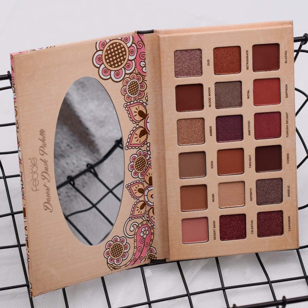 【FEBBLE】ES3229 Eyeshadow Wine Red Rose Wet Eyeshadow 18-color new paper box beauty Eyeshadow palette Specification image