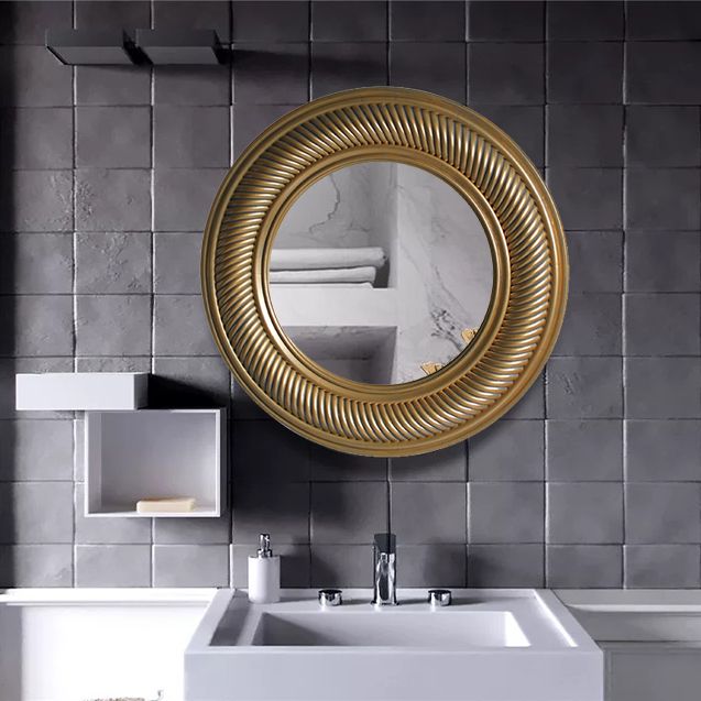 化妆镜浴室镜卫浴镜装饰镜酒店大号壁挂美容院欧式复古卫生间镜子产品图