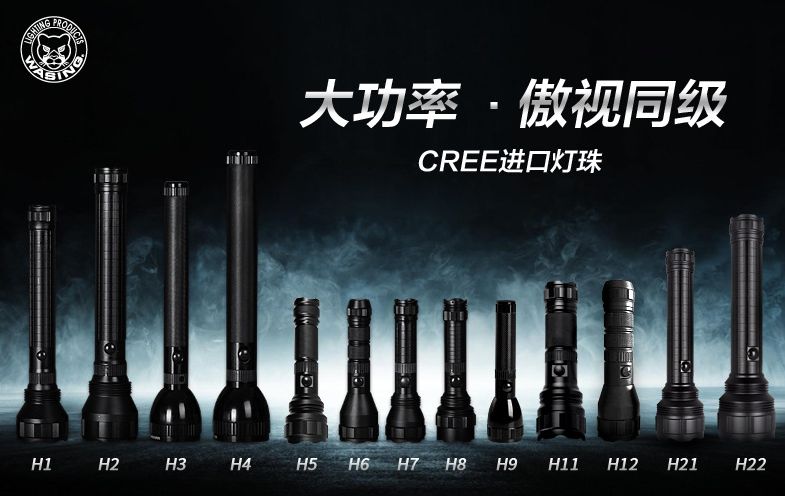 Huasheng Black Panther H1 Strong light 1000 lumen long shot Wang Ultra bright patrol self defense LED charging long flashlight details Picture