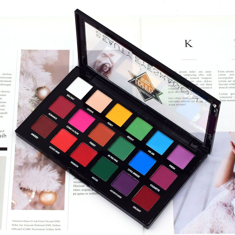 【USHAS】ES2895-4 Colored Eyeshadow 18-color nude Full matte Burgundy blue green New Makeup palette details Picture