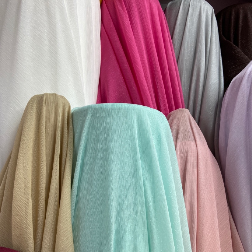 Light green silver-threaded crepe fabric, glittering crepe fabric, decorative items, handicrafts, headwear, clothing fabric