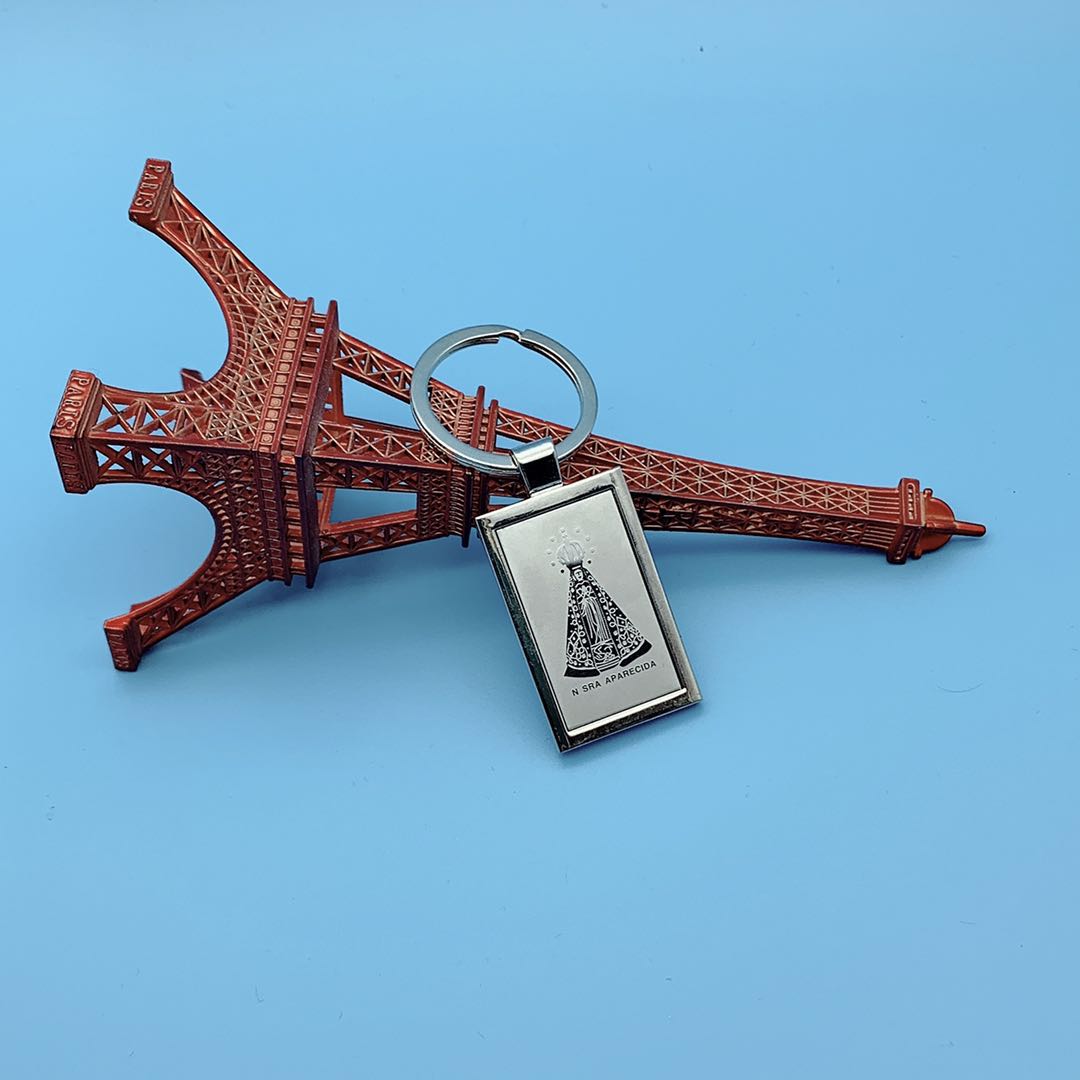 Single-row zinc alloy square keychain 2 details Picture