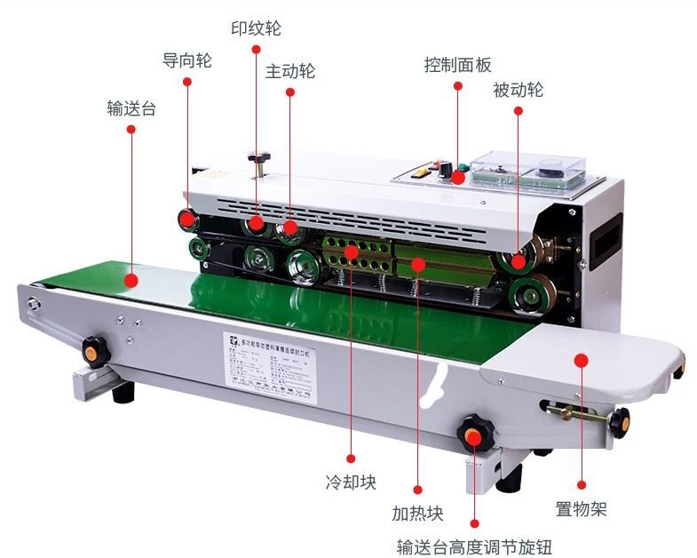 Fully automatic plastic film bag and aluminum foil bag sealing machine, 900 continuous sealing machine, tea bag sealing machine Specification image
