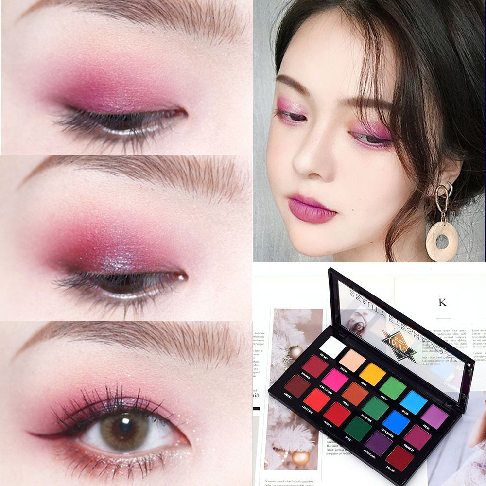 【USHAS】ES2895-4 Colored Eyeshadow 18-color nude Full matte Burgundy blue green New Makeup palette Application Scenario