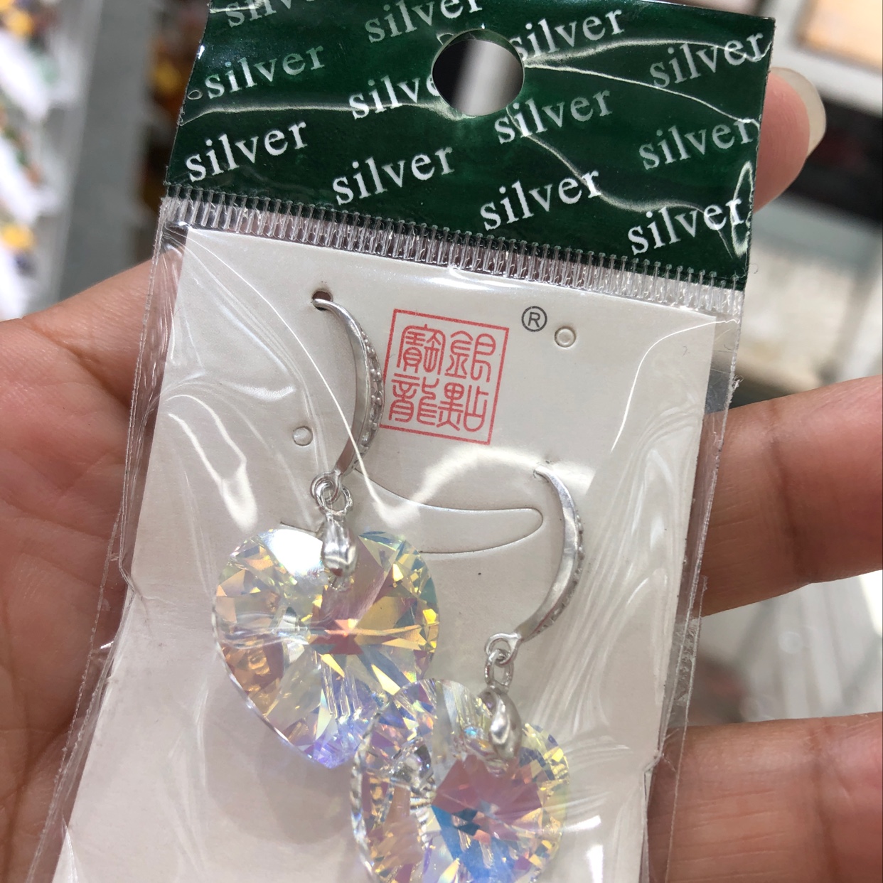 Austrian crystal silver ear rings, pure silver, young and fashionable pure silver jewelry, ins details Picture
