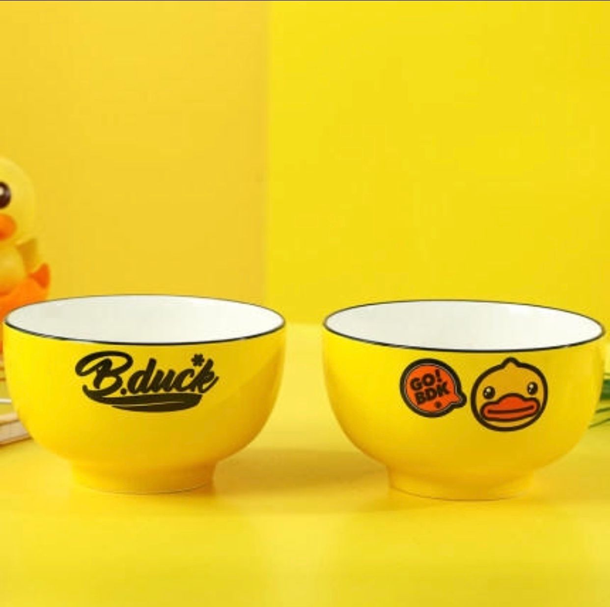 B.Duck Small Yellow Duck Bowl and plate freely combinable home ceramic set Popular tableware Specification image