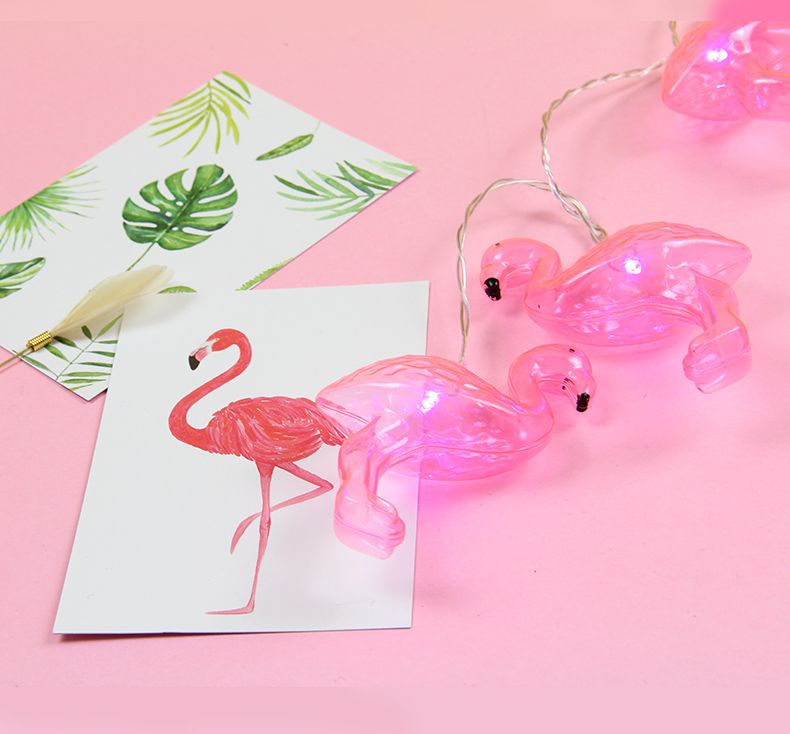 LED decorative lights, pink flamingo light strings, girlish heart, dormitory room color lights, flashing lights, string lights, decorative props details Picture