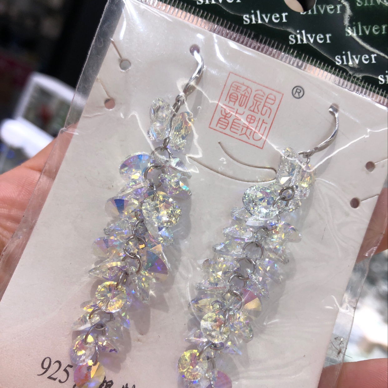 Austrian crystal earrings, fashionable pure silver, young and stylish pure silver jewelry, ins