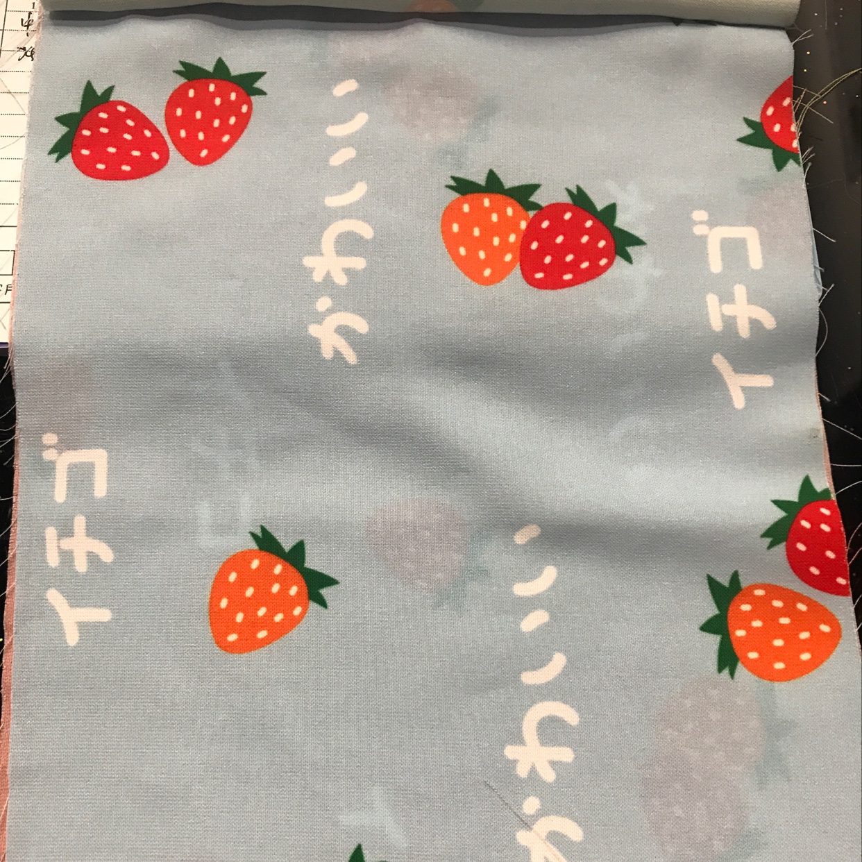 Mainstream Cloth Printing Material Blue Japanese Edition Strawberry Printed Cloth