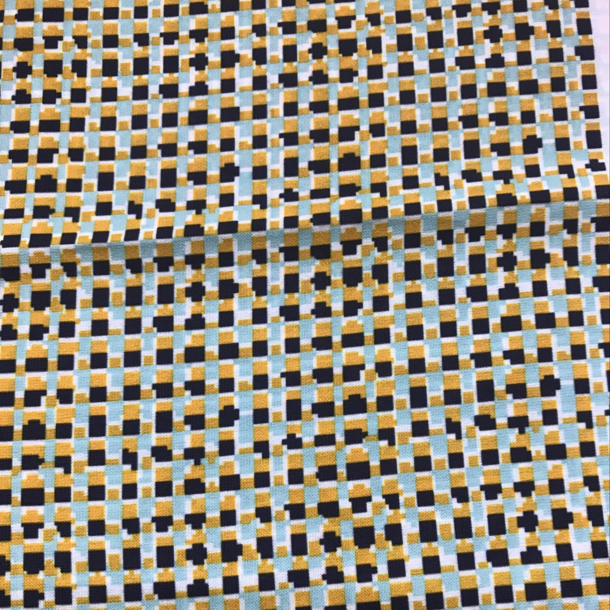 Mainstream Cloth Printing Material Yellow Background Green Check Strip Printed Cloth