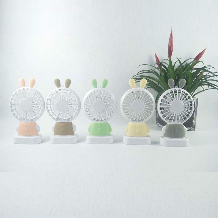 Factory direct sales cartoon rabbit USB charging mini fan with light for students details Picture