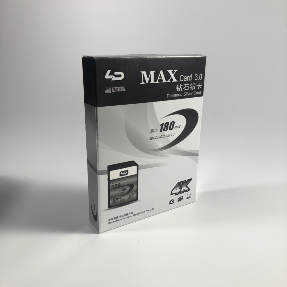 LD：钻石银卡128Gsd卡，高达180MB/S
SDHC/SDXC/ UHS-I
4卡专用