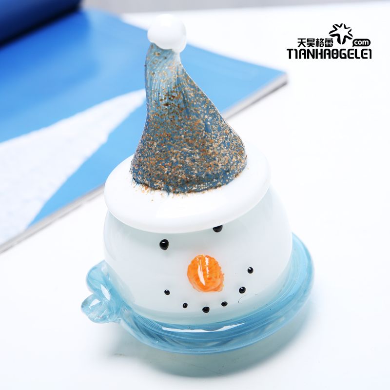Glass handicraft snowman furnishes full figure