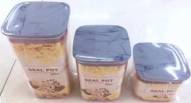 Square Plastic Sealed Jar, Marbled Trumpet