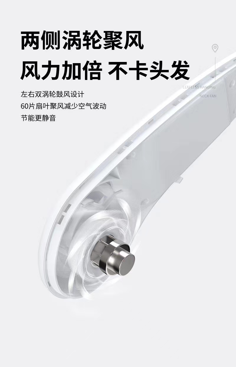 New bladeless neck-hanging fan, ultra-quiet neck-hanging sports portable lazy fan, bladeless charging fan Item Picture