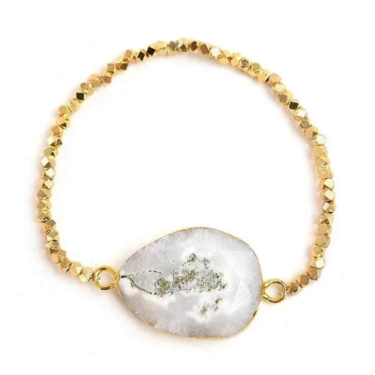 Prismatic pearl agate bracelet