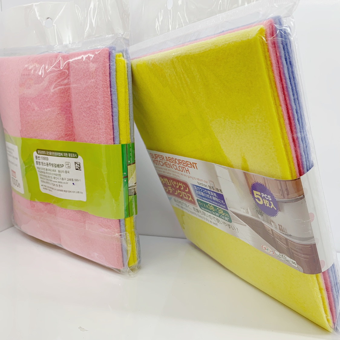 韩文日文纸卡包装5片混色入无纺布厨房清洁擦拭布超强吸水耐用细节图