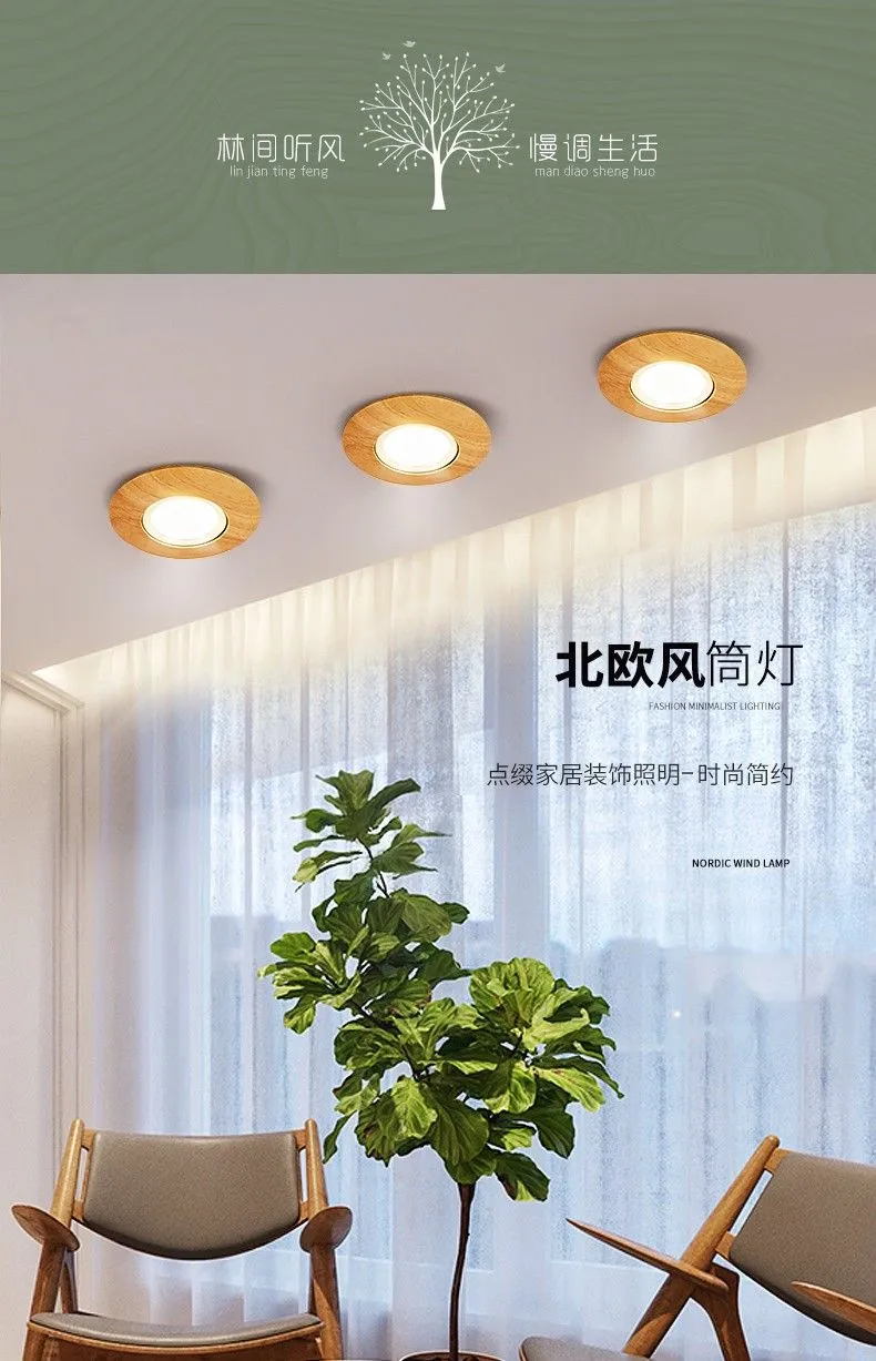 Nordic-style natural wood color downlights and spotlights. Nordic-style downlights embellish home decoration lighting detail image 3