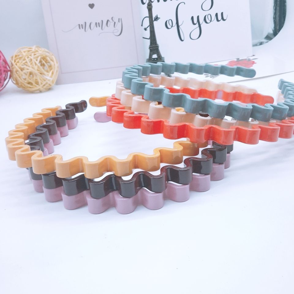 Summer new net red female little fresh Morandi square flat headband sweet handmade headband hair accessories details Picture