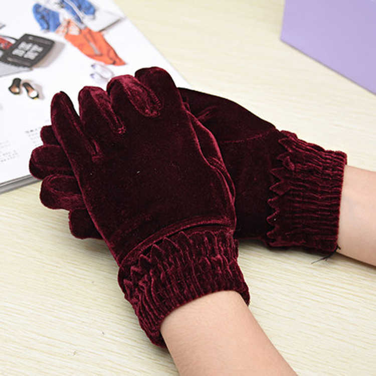 金丝绒高弹金丝绒手套 保暖手套 骑车手套女手套产品图