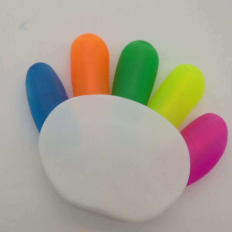 Korean cute finger-shaped highlighters, creative palm five-color ballpoint pens, candy-colored marker pens, and colored pens Specification image