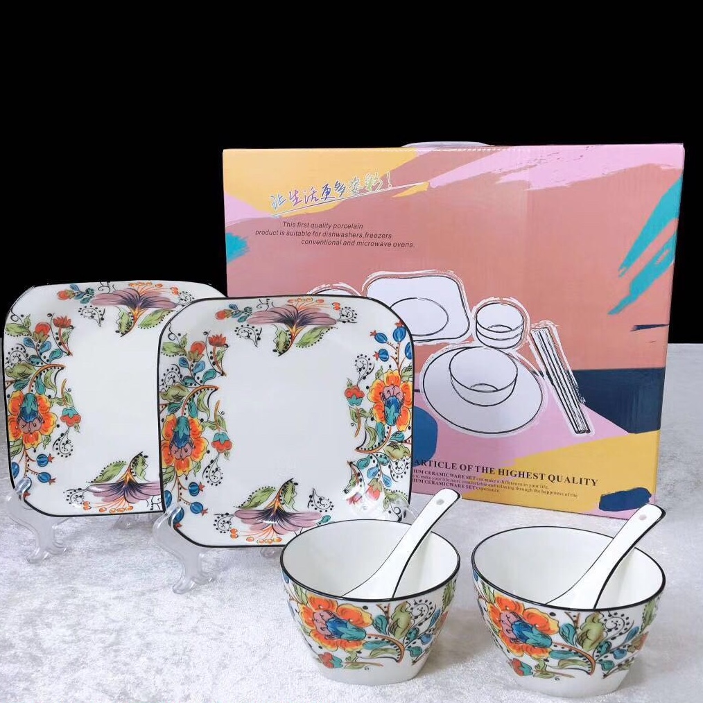 Two bowls, two spoons, two plates details Picture