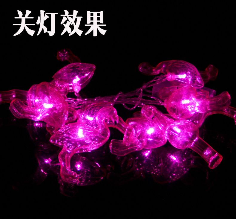 LED decorative lights, pink flamingo light strings, girlish heart, dormitory room color lights, flashing lights, string lights, decorative props Application Scenario
