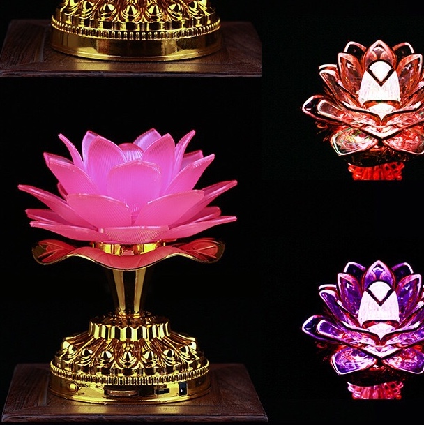 Buddha front prayer lamp, LED lotus lamp, plug-in battery lotus lamp details Picture