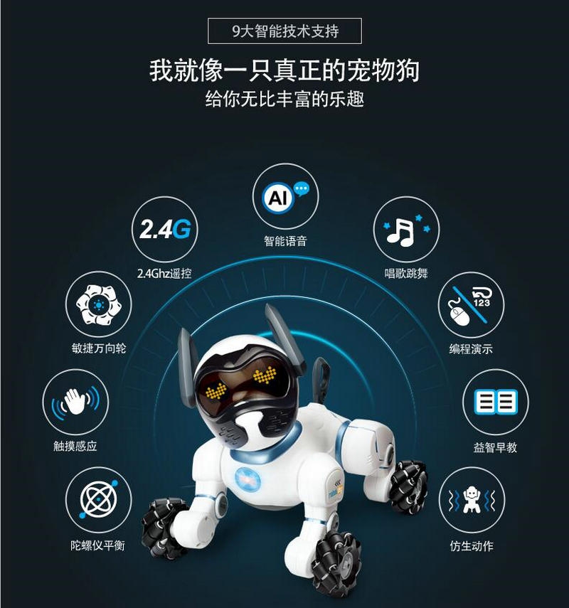 Miko robot dog voice control, intelligent gesture sensing, charging, dialogue, high-tech remote control, walking, birthday gift details Picture