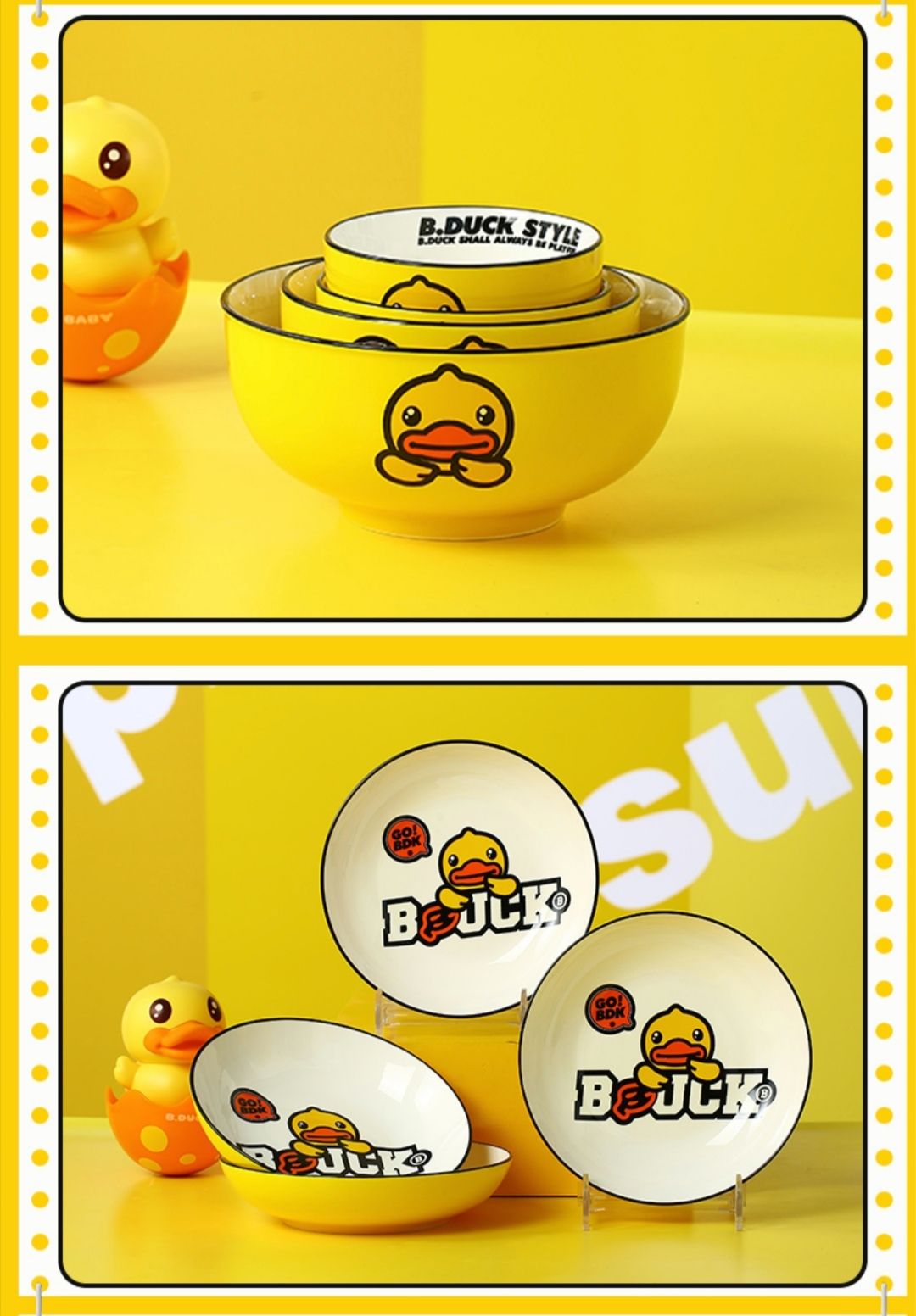 B.Duck Small Yellow Duck Bowl and plate freely combinable home ceramic set Popular tableware detail image 16