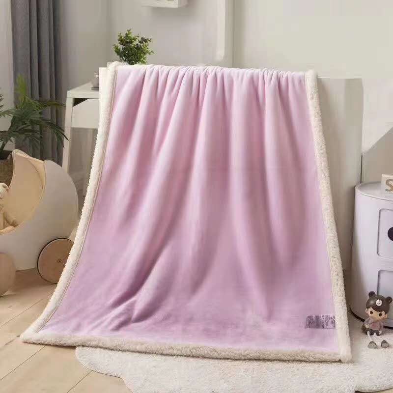 Plain Flannel + Lamb Fleece Blanket Blanket Fleece Blanket Double Blanket Composite Blanket