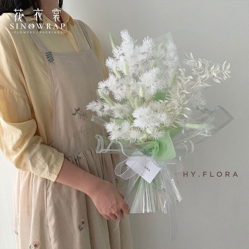 花衣裳 透明彩色边框玻璃纸鲜花包花纸 防水OPP包装纸花店材料详情2