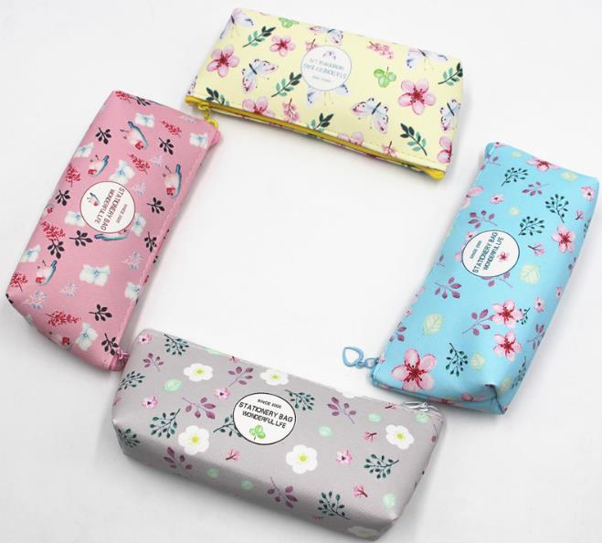Popular Korean version of simple male and female students pen bag student pencil case small fresh floral zipper pencil bag stationery bag Specification drawing