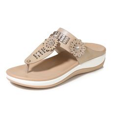 Cross Border Women's Flip-Flops Wear Flower Diamond Platform Muffin Spring New Women's Shoes full figure