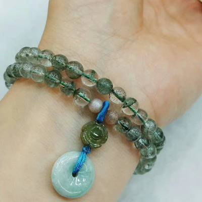 Natural Crystal Green Ghost Multi-Loop Bracelet Women's 2-Loop Bracelet New Year Shopping Festival Exploded