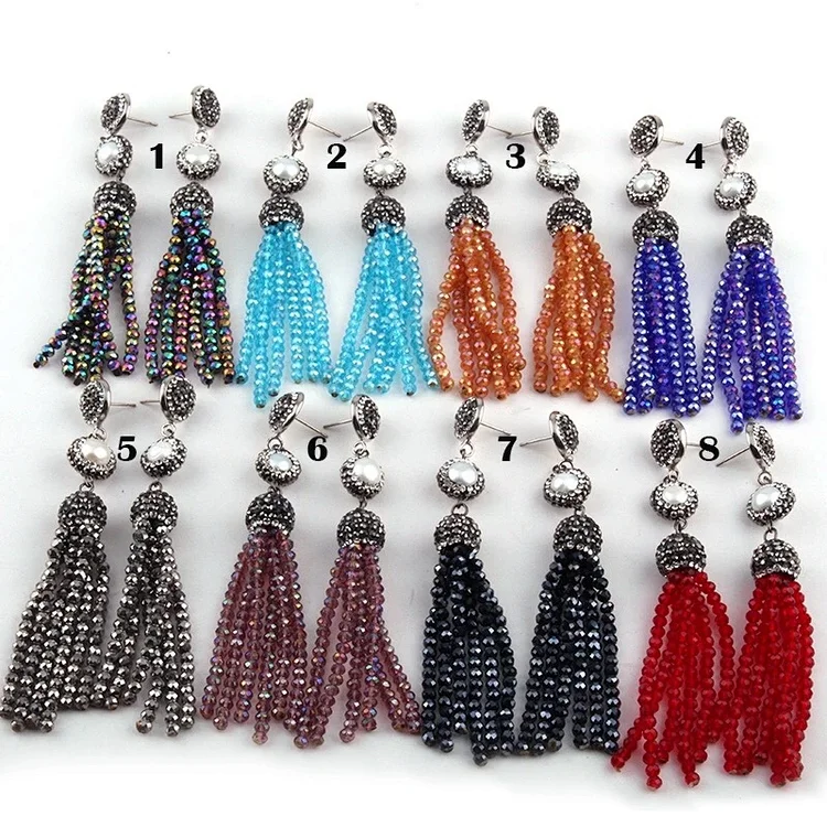 Beaded 6 crystal earrings