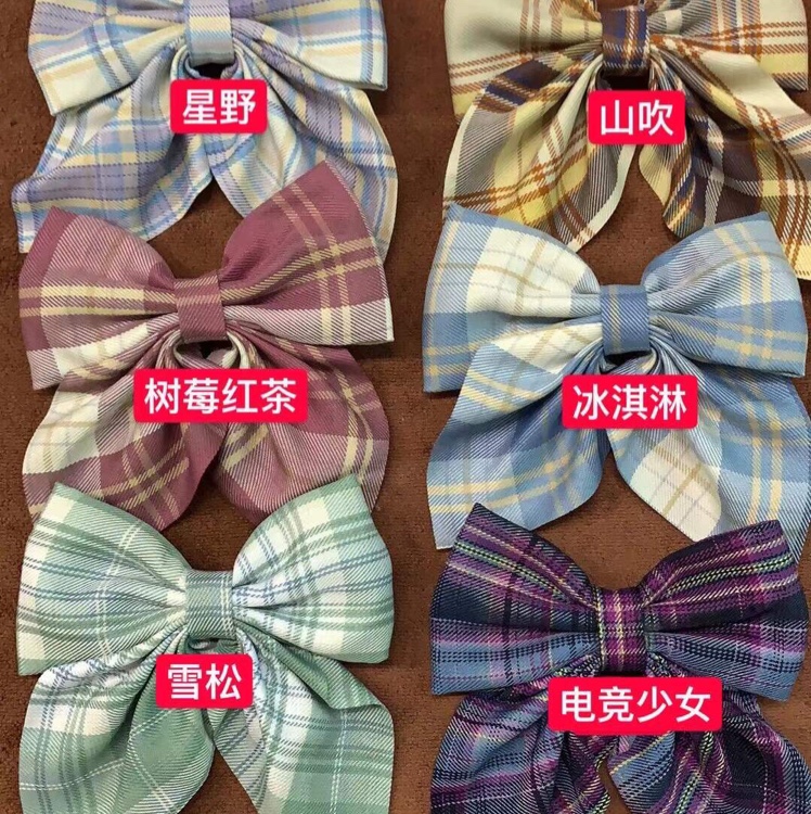 Checked fabric hair clips