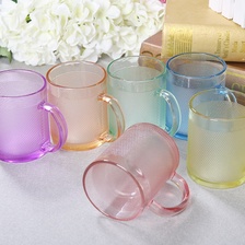 彩色六只装玻璃带把杯加厚玻璃杯果汁杯子家用套装防烫耐热水杯