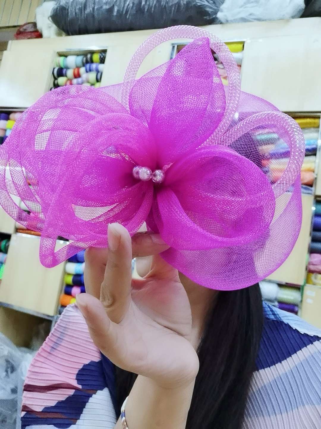 Direct sales of elastic mesh from the manufacturer of wedding dress headwear flowers details Picture