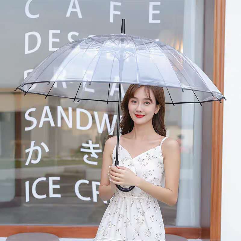彩色 透明雨伞男女创意长柄直柄自动伞广告伞定做印字LOGO印刷详情图3