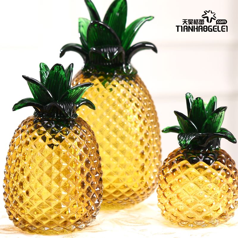 Glass handicraft amber pineapple decorations fruit decorations